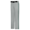 Gray pants with green side striping on a white background