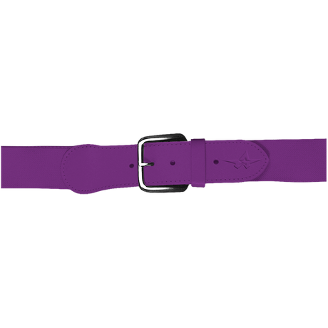 Purple belt with a silver buckle on a white background