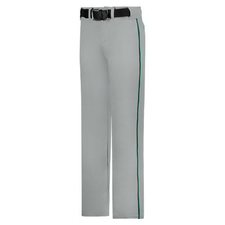 Gray pants with green side striping on a white background