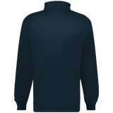 Navy blue pullover with a quarter-zip design on a white background