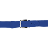 Blue belt with a silver buckle on a white background