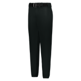 Black pants with a belt on a white background