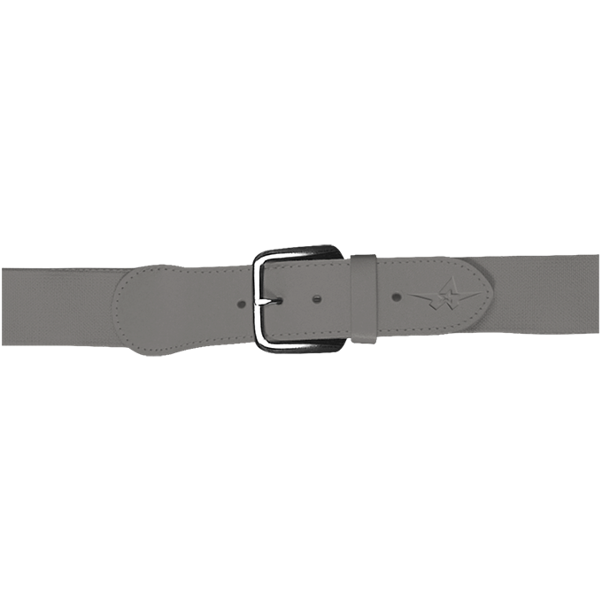 Gray belt with a black buckle on a white background