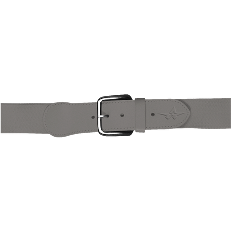 Gray belt with a black buckle on a white background