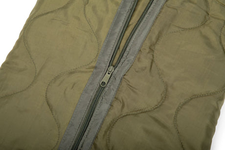 Close-up of a green jacket with a zipper on a white background