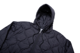 Black hooded jacket on a white background