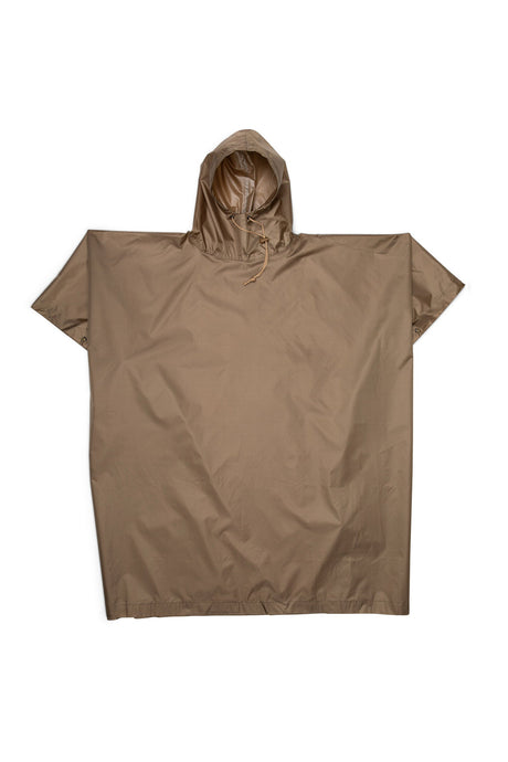 Brown poncho with hood on a white background