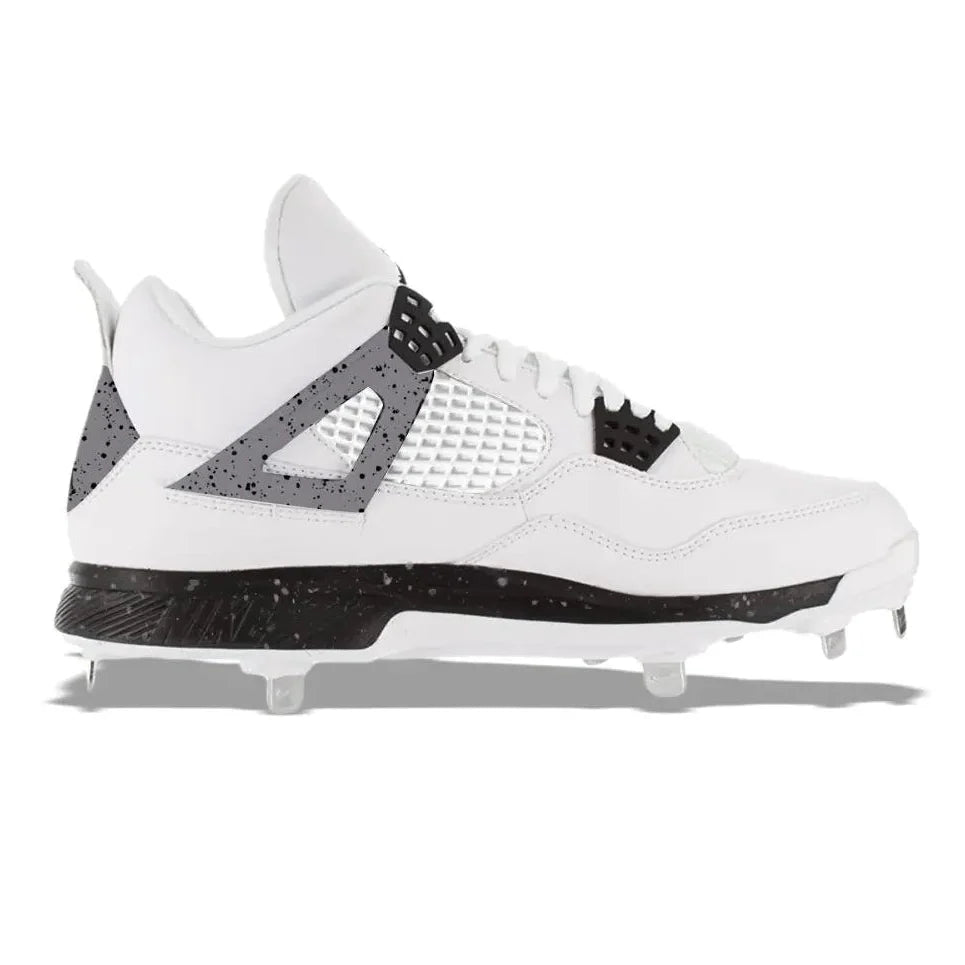 "White Cement" Jordan 4 Retro Metal Cleats