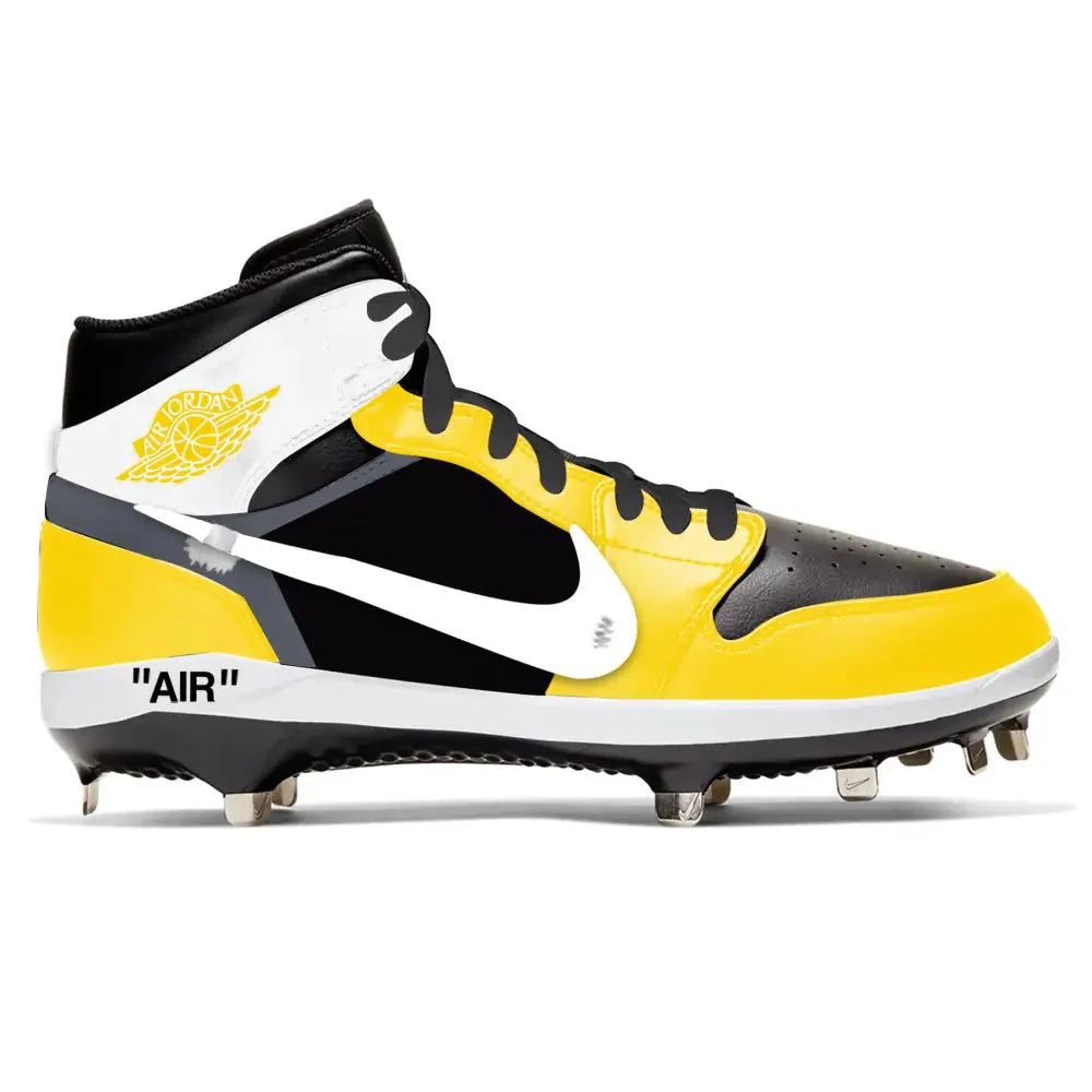 "Yellow OW" Jordan 1 Retro Cleats