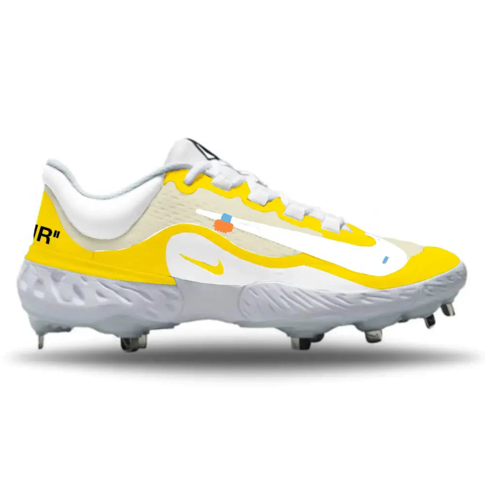 "Yellow OW" Nike Alpha Huarache Elite 4 Low Cleats