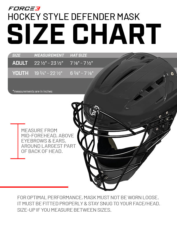 Force3 Defender Hockey Style Mask - Youth - Pro Game Sports